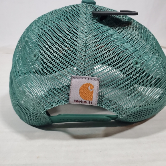 NWT CARHARTT SEA FOAM GREEN LOGO CANVAS TRUCKER BASEBALL MESH ADJUSTABLE HAT CAP - Picture 3 of 5